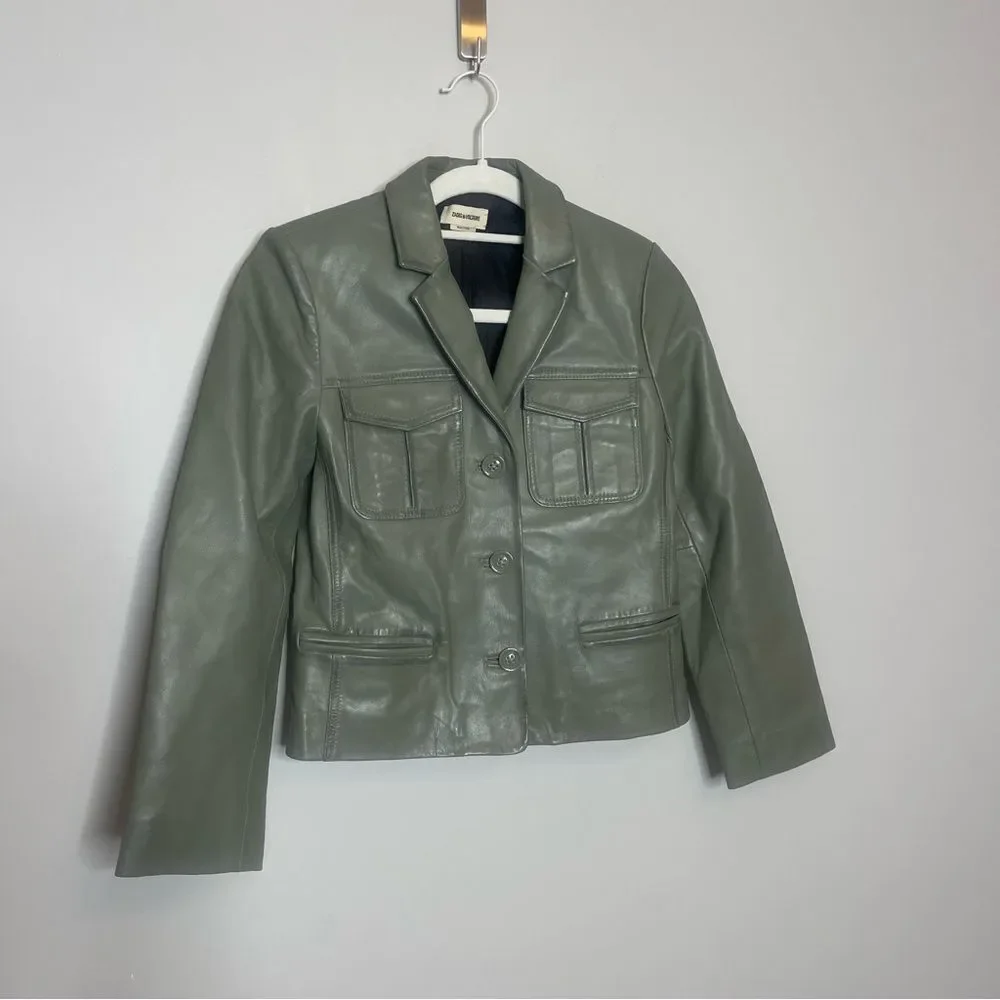 $798 Zadig&Voltaire Liams leather blazer NWT XS - Picture 12 of 13